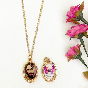 Medalla Rosa - Rostro de Jesús / Mariposa "Emaús"