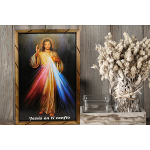 Rustic wooden picture frame - Divine Mercy