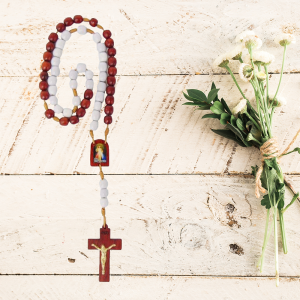 Wooden Rosary - Divine Mercy & Faustina