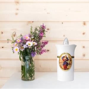battery votive candles - Virgin Mary Untier of Knots