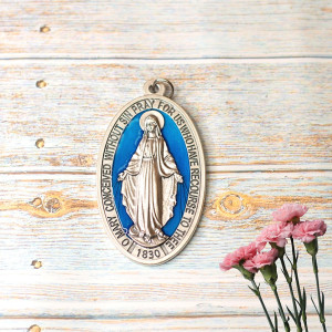 Medalla Esmaltada Virgen Milagrosa - 3.5"
