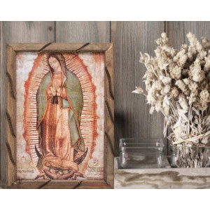 Rustic wooden picture frame Our Lady  of Guadalupe