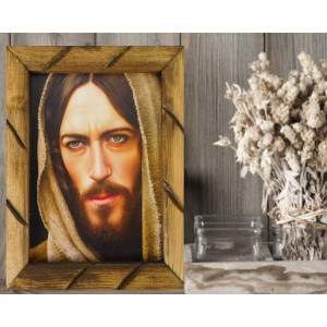 Rustic wooden picture frame - Jesus Face