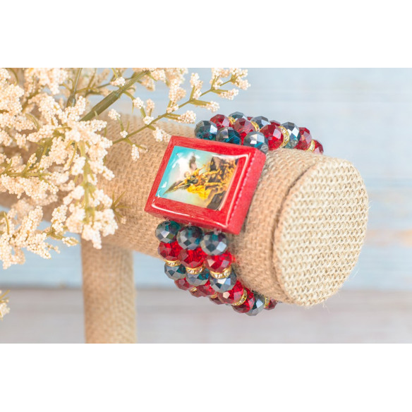 wooden and beats bracelet - Saint Michael