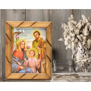 Rustic wooden picture frame - Holy Family