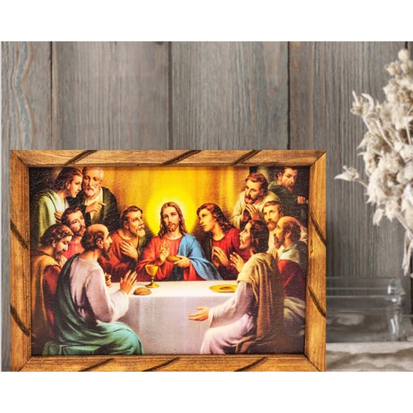Rustic wooden picture frame - Last Supper