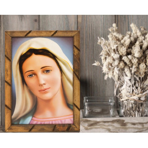 Rustic wooden picture frame - Queen of Peace