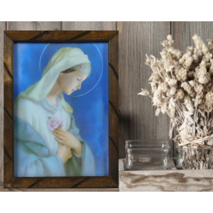 Rustic wooden picture frame - Rosa Mistica