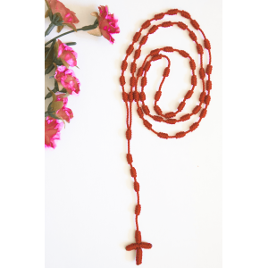 Knotted Cord Rosary - Red