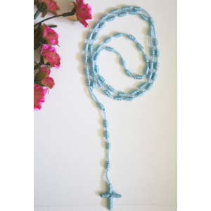 Knotted Cord Rosary - Light Blue