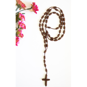 Knotted Cord Rosary - Brown