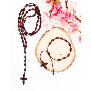 Knotted Cord Rosary and Bracelet  - Brown