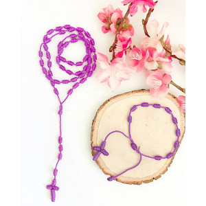 Knotted Cord Rosary and Bracelet  - Morado