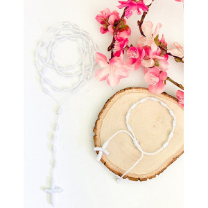 Knotted Cord Rosary and Bracelet  - White