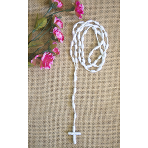 Knotted Cord Rosary and Bracelet  - White 2