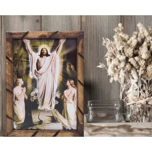 Rustic wooden picture frame - Jesus Risen