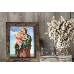 Rustic wooden picture frame - Saint Joseph