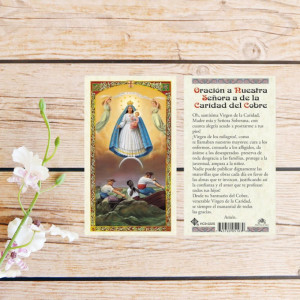 Estampa plastificada -Oración a nuestra señora de la caridad de cobre
