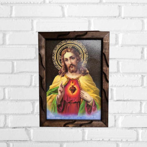 Cuadro rústico Sagrado Corazón de Jesús