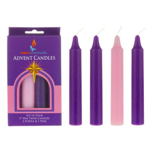 4 pcs 5" Advent Unscented Taper Candle- Assorted