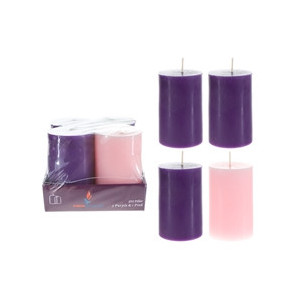 4 pcs Unscented Advent Pillar Candle