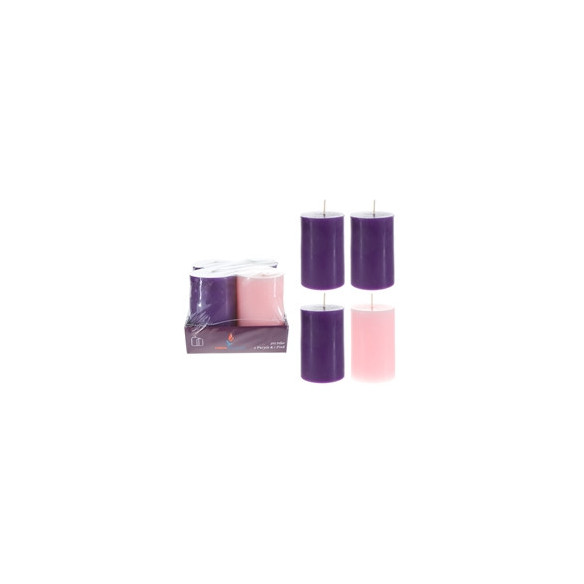 4 pcs Unscented Advent Pillar Candle