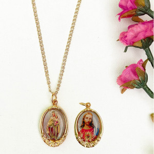 Medalla Rosa -  Virgen del Carmen / Sagrado Corazón de Jesús
